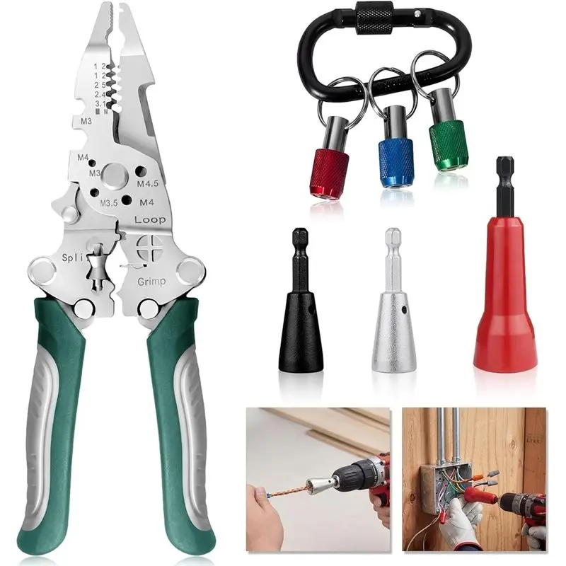 New Arrivals-Wire Stripper And Wire Twister Tool Automatic Foldable With Bit Holder For Electricians, DIY, Home& Auto Repair