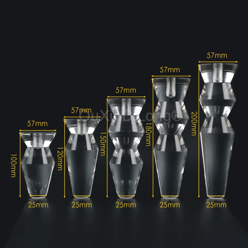 Brand New Tapered 4PCS Clear Acrylic Furniture Legs Table Chair Sofa Couch Bed Dresser Bathroom Cabinet Furniture Support Feet