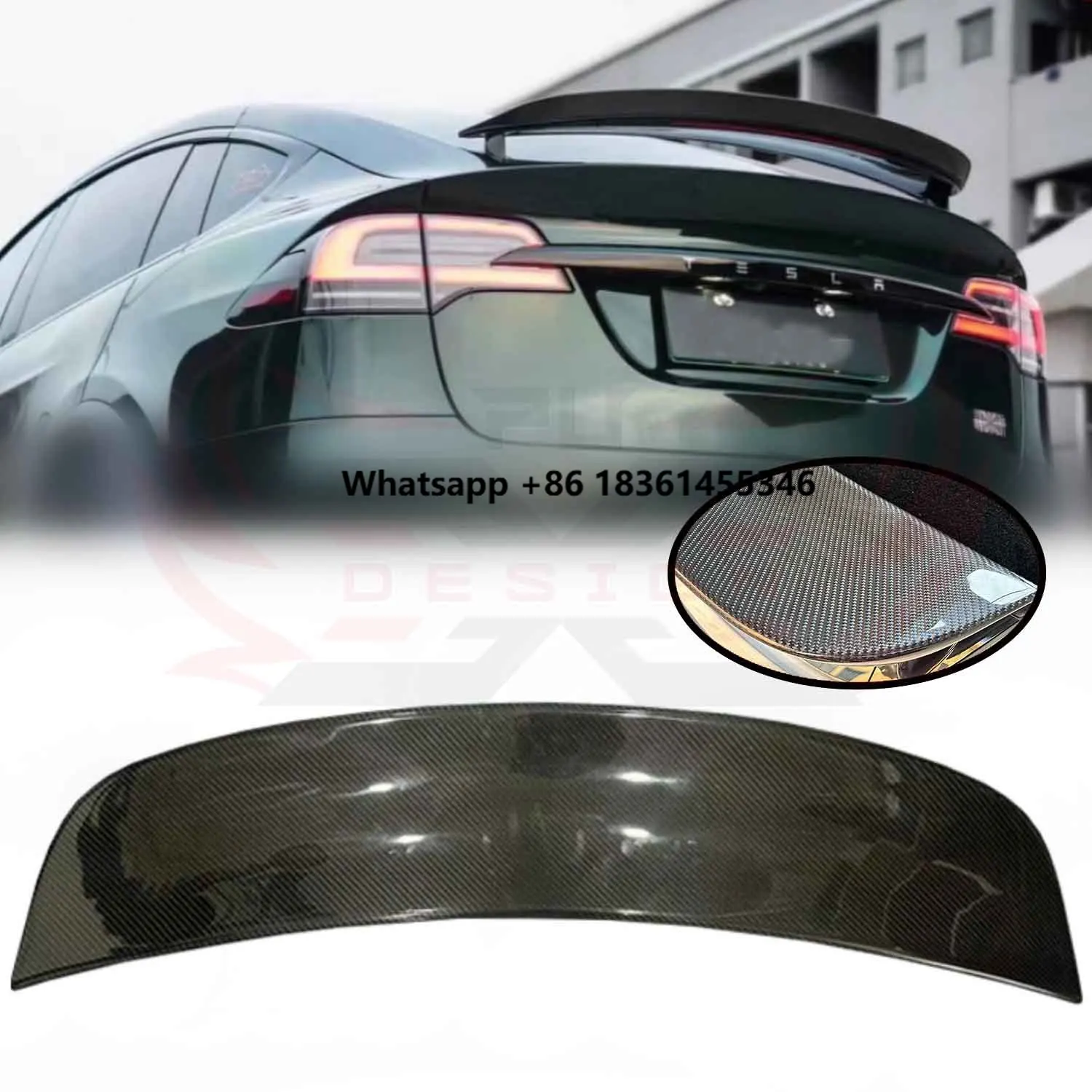 

For Model X Plaid Rear Boot Lid Duckbill Highkick Wing Lip Trunk Spoiler Carbon Fiber Car Rear Trunk Racing Spoiler