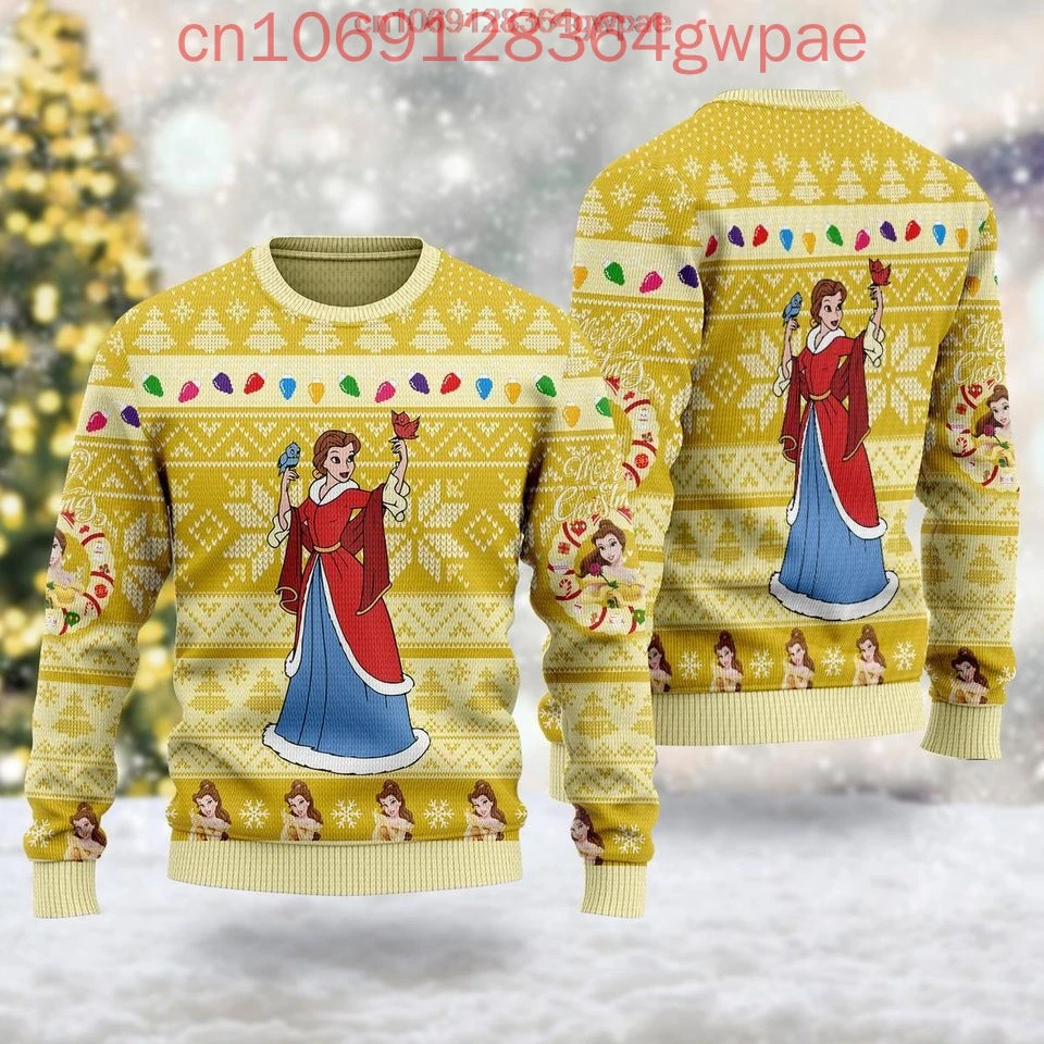 Beauty and the Beast Sweater natal Pria Wanita cetak 3d Sweater jelek Disney Belle putri Ugly Natal atasan sweter