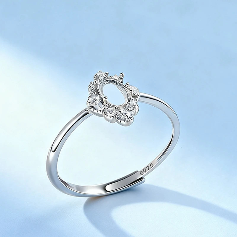 

Женское обручальное кольцо из стерлингового серебра 925 пробы, 4x6 мм, овальная огранка, полукрепление, кольцо с кубическим цирконием