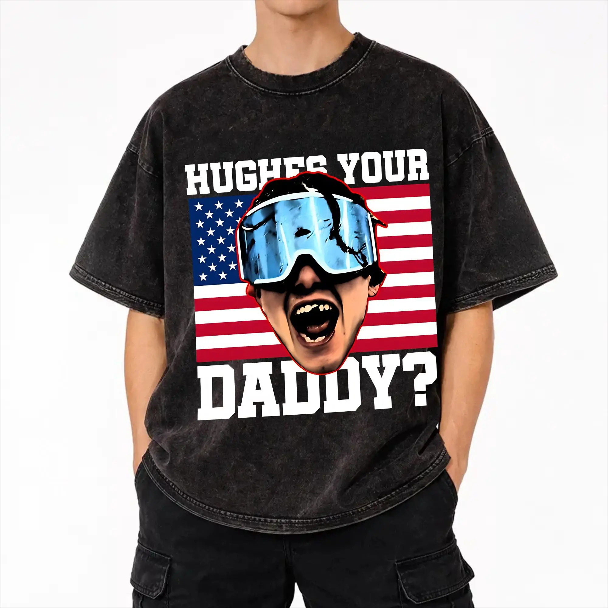 Harajuku Washed Shirt Jack Hughes Usa Gold Hockey Outfit Novelty T-Shirts Oversize  Streetwear Cotton Summer Tee Shirt