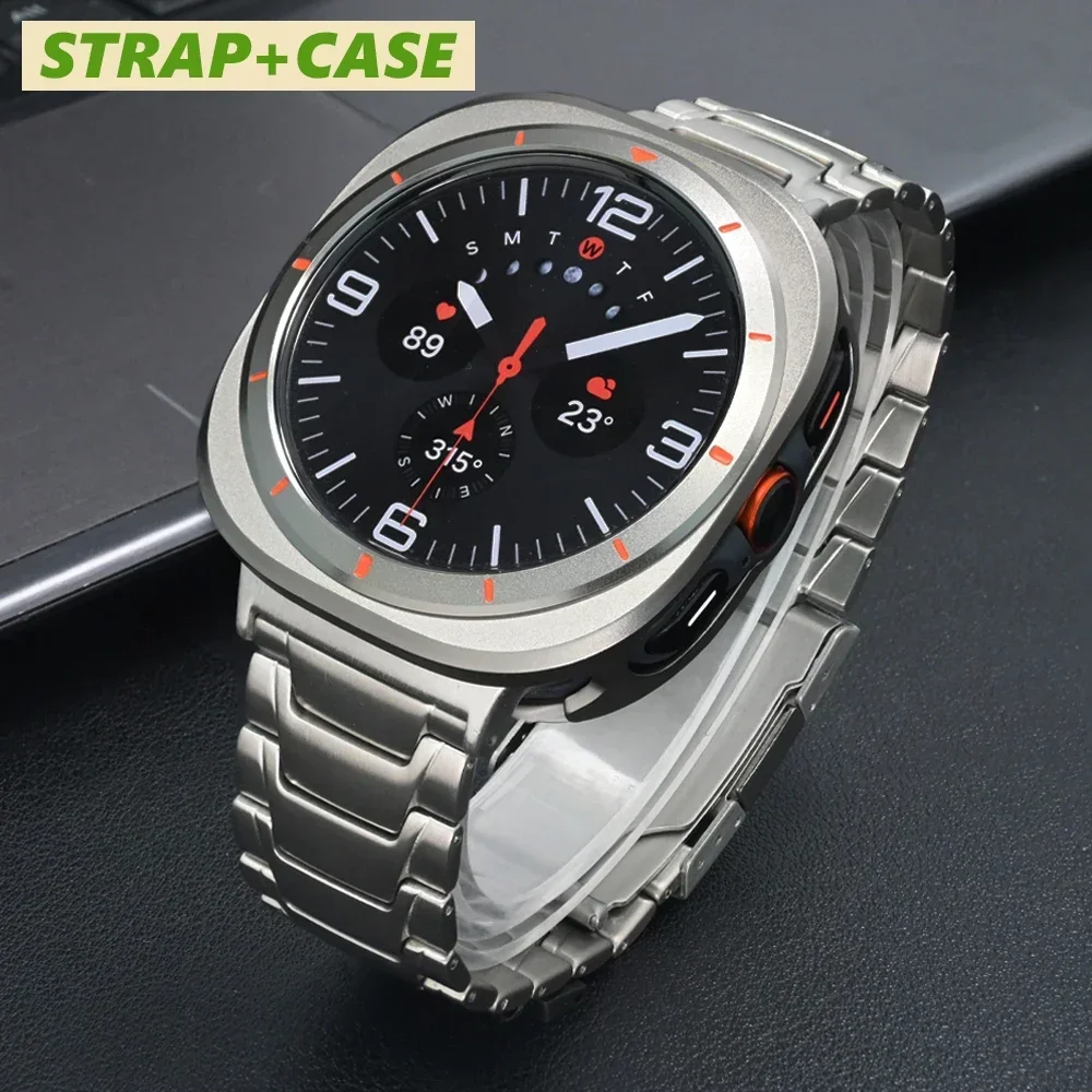 

Titanium Metal Bracelet for Samsung Galaxy Watch Ultra47mm Luxury No Gaps Strap and Case for GALAXY ULTRA7 47MM Business Correa