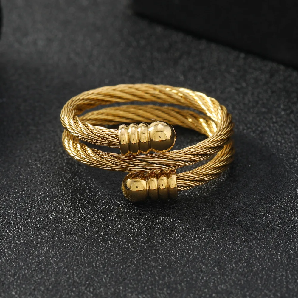 1pcs Hot Selling Minimalist And Personalized No.7 Stainless Steel Cable Ring Accessory With Adjustable Female Opening Ring