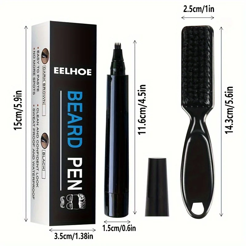 Hot Sale Beard Filling Pen Kit Beard Enhancer Brush Beard Coloring Shaping Tools Waterproof Black Brown Hair Pencil Man Cosmetic