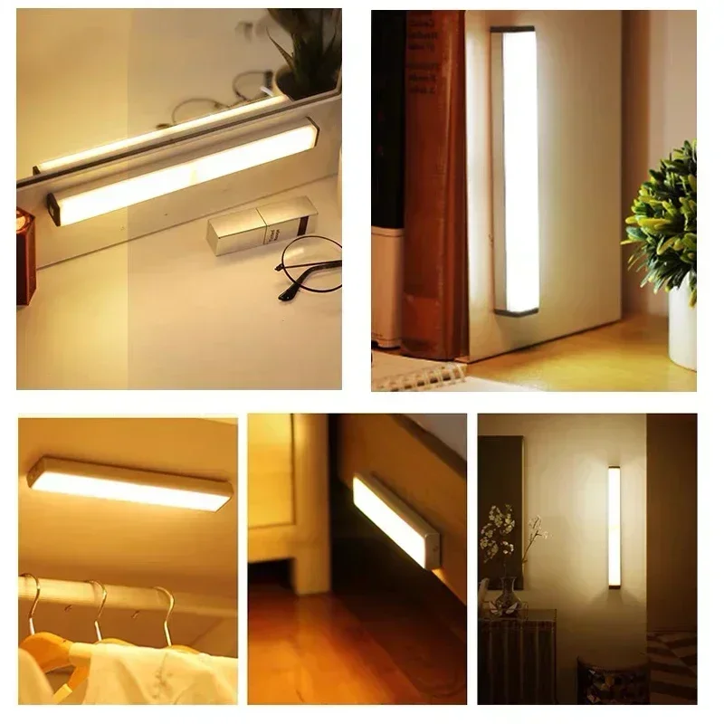 Wireless LED Night Light Type C Rechargeable Light Cabinet Wardrobe Lamp Staircase Backlight For Kitchen LED Motion Sensor Light