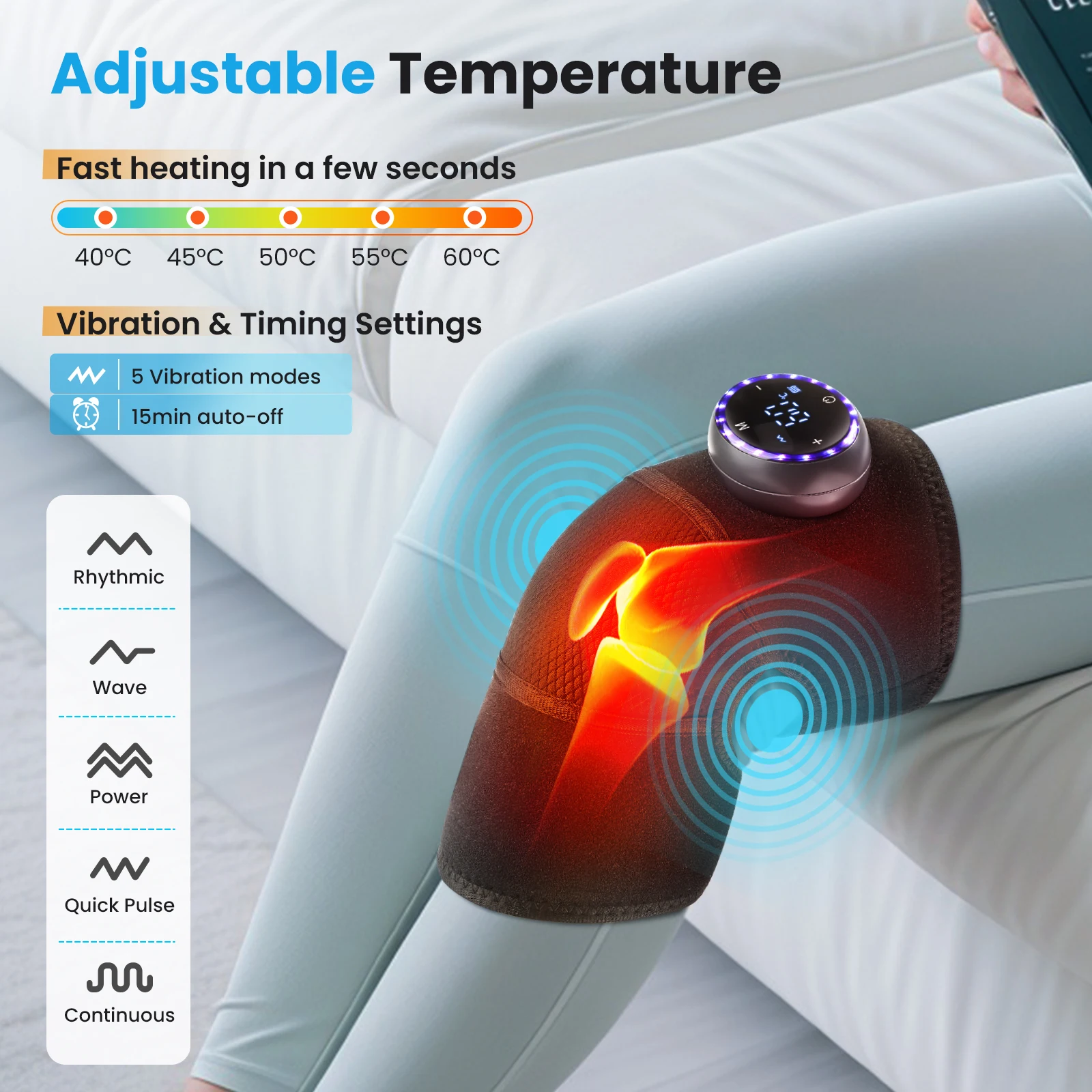 Heated Massage Knee Pad 3 In 1 Heating Vibration Knee Shoulder Elbow Massager Calf Belt Joint Brace Hot Compress Muscle Relax