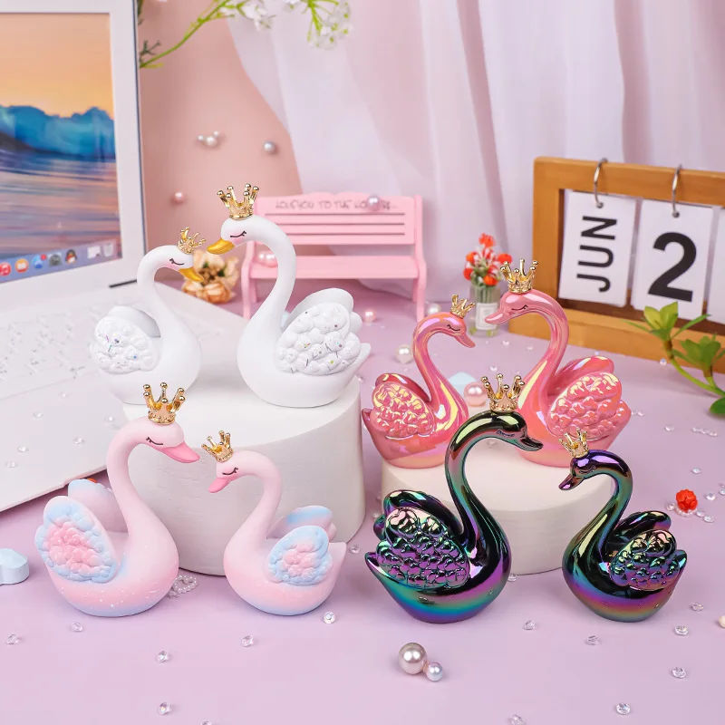 

Resin Love Swans Figurine Cute Couple Decor for Desktop Home Car Romantic Gift for Her Valentine Wedding Anniversary