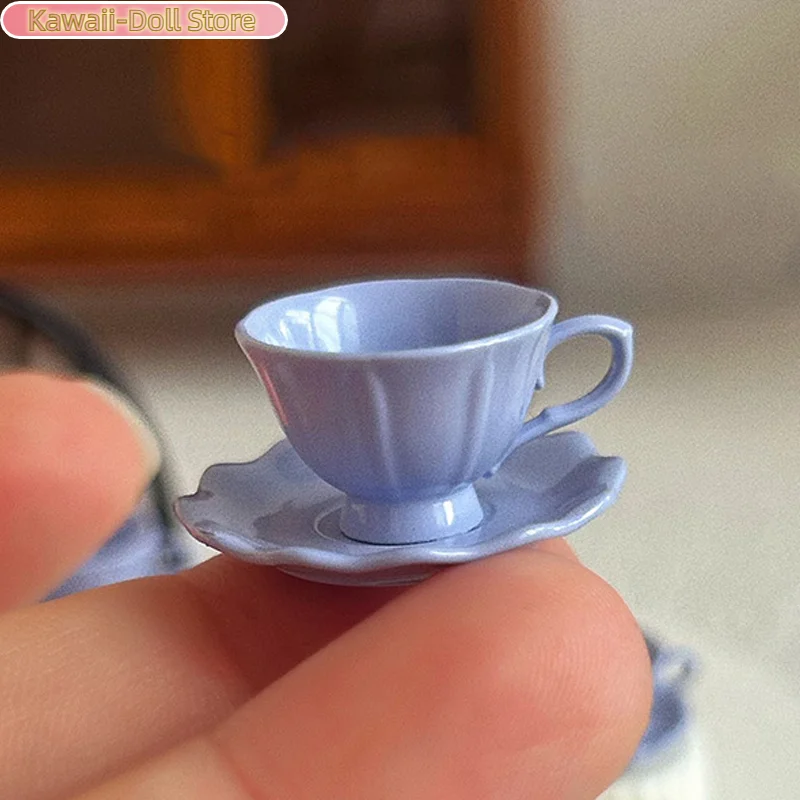 1 Uds. Casa de muñecas en miniatura, taza de café Retro francesa, modelo de placa, casa de muñecas, Mini juego, muebles de cocina, accesorios, decoración de escena
