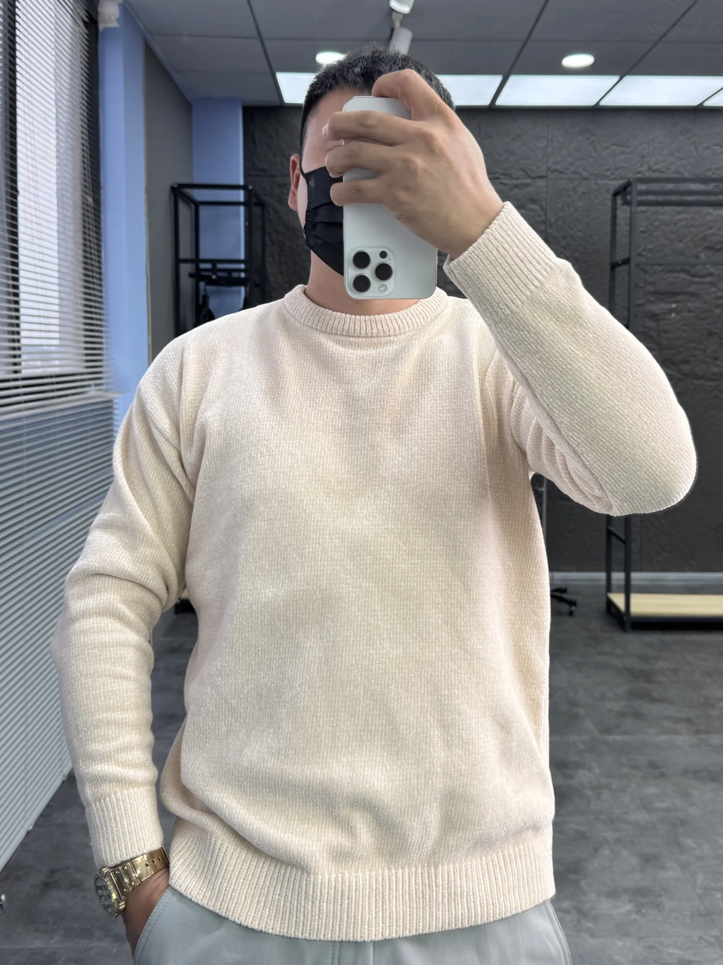 

Thiened round Ne Men's Knitted Sweater Pampa& Brand Casual Sle Polyester Fiber Warmth Winter Leisure eneen Fabric