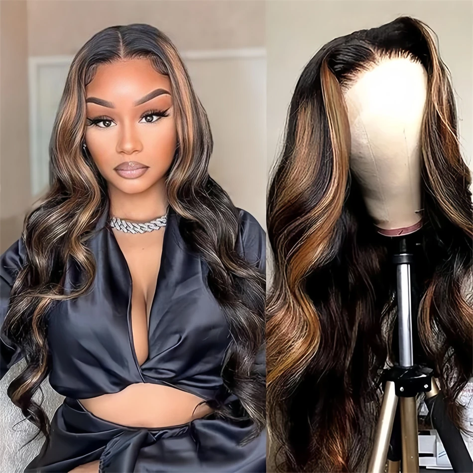 

30 32 Inch 13x6 Hd Highlight Colored Lace Front Body Wave Wig 200 Density 100% Human Hair Brazilian Cheap Wigs on Clearance Sale