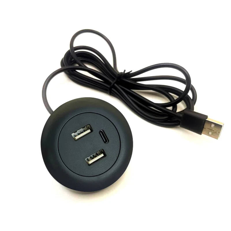 Multi Port USB Desktop Embedded Charger For Mobile Phone 3 In 1 USB HUB Computer Desk One Drag Three Data Line Splitter Charging