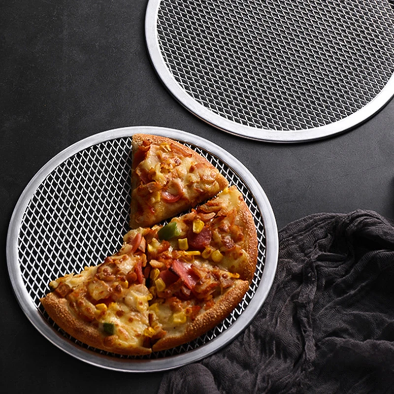 6-12inch Non Stick Pizza Screen Pan Seamless Aluminum Alloy Net Bakeware Kitchen Tools Round Pancake Pizza Pastry Baking Tray