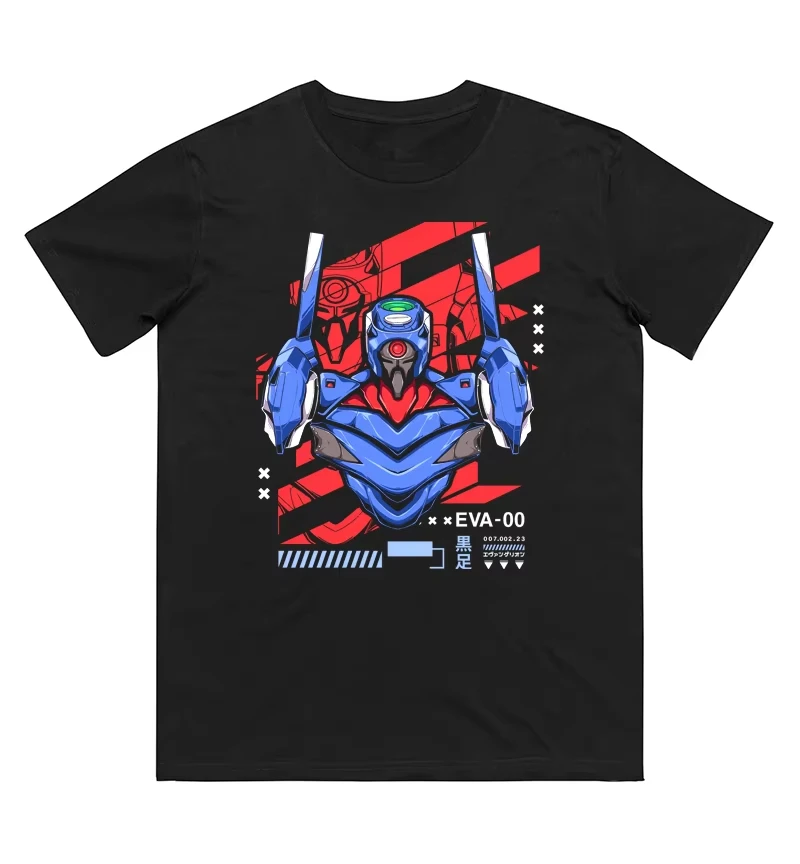 

Футболка из чистого хлопка с принтом Anime EVA 00 для мужчин и женщин, новая коллекция весна/лето, модная и повседневная рубашка с короткими рукавами