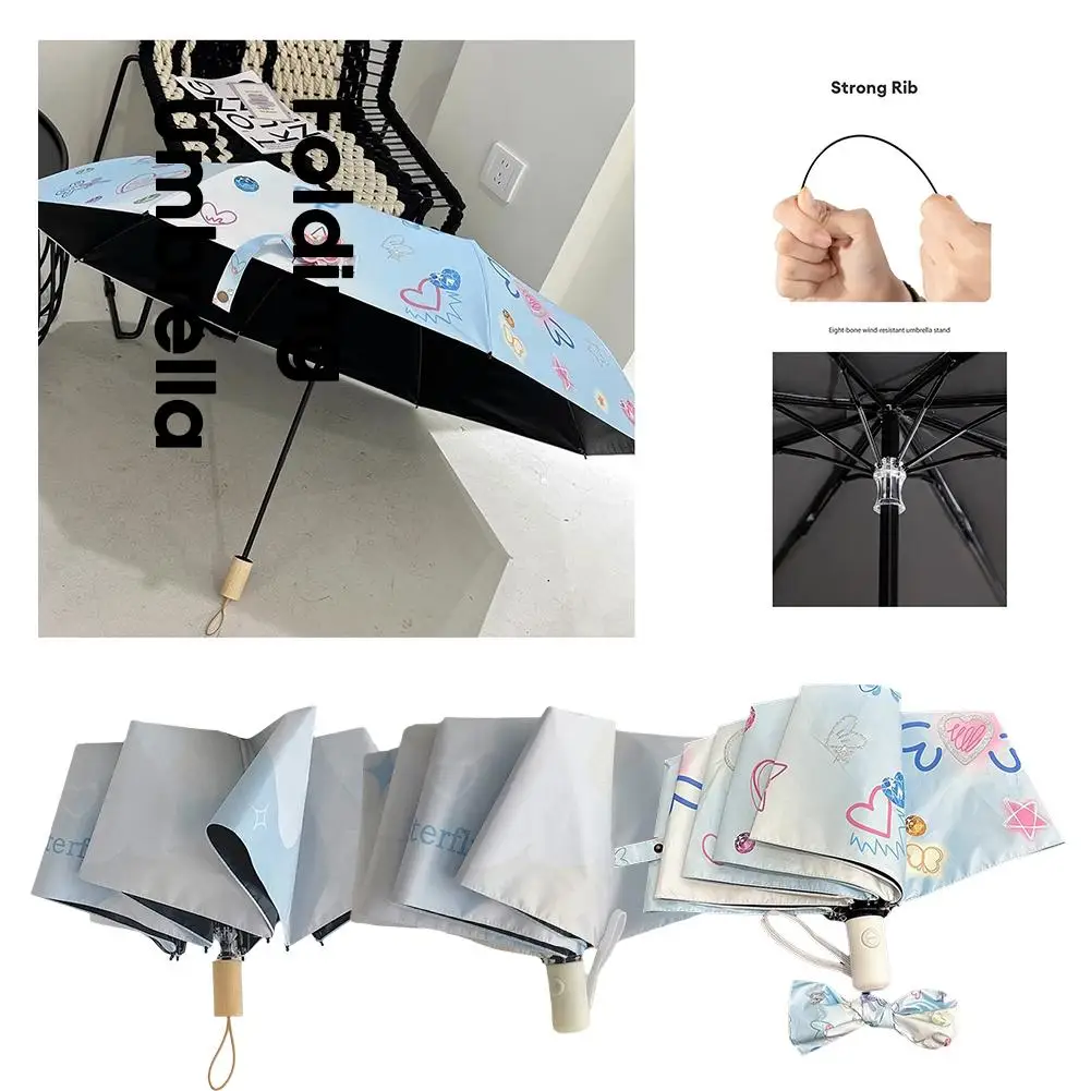 

Titanium Silver Sun Umbrella High-end Folding Parasol Umbrella Or Sun Automatic Portable Protection Shine Rain Anti-UV N8L4