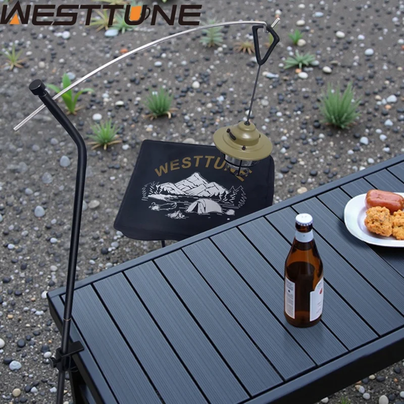 WESTTUNE 실외 램프 스탠드 후크 360 ° 휴대용 접이식 캠핑 랜턴 피크닉용 폴 스탠드, 전체 공간 조절 가능