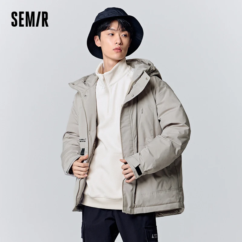 Semir jaket Parka pria, jaket hangat sehari-hari longgar mode sederhana musim dingin 2023