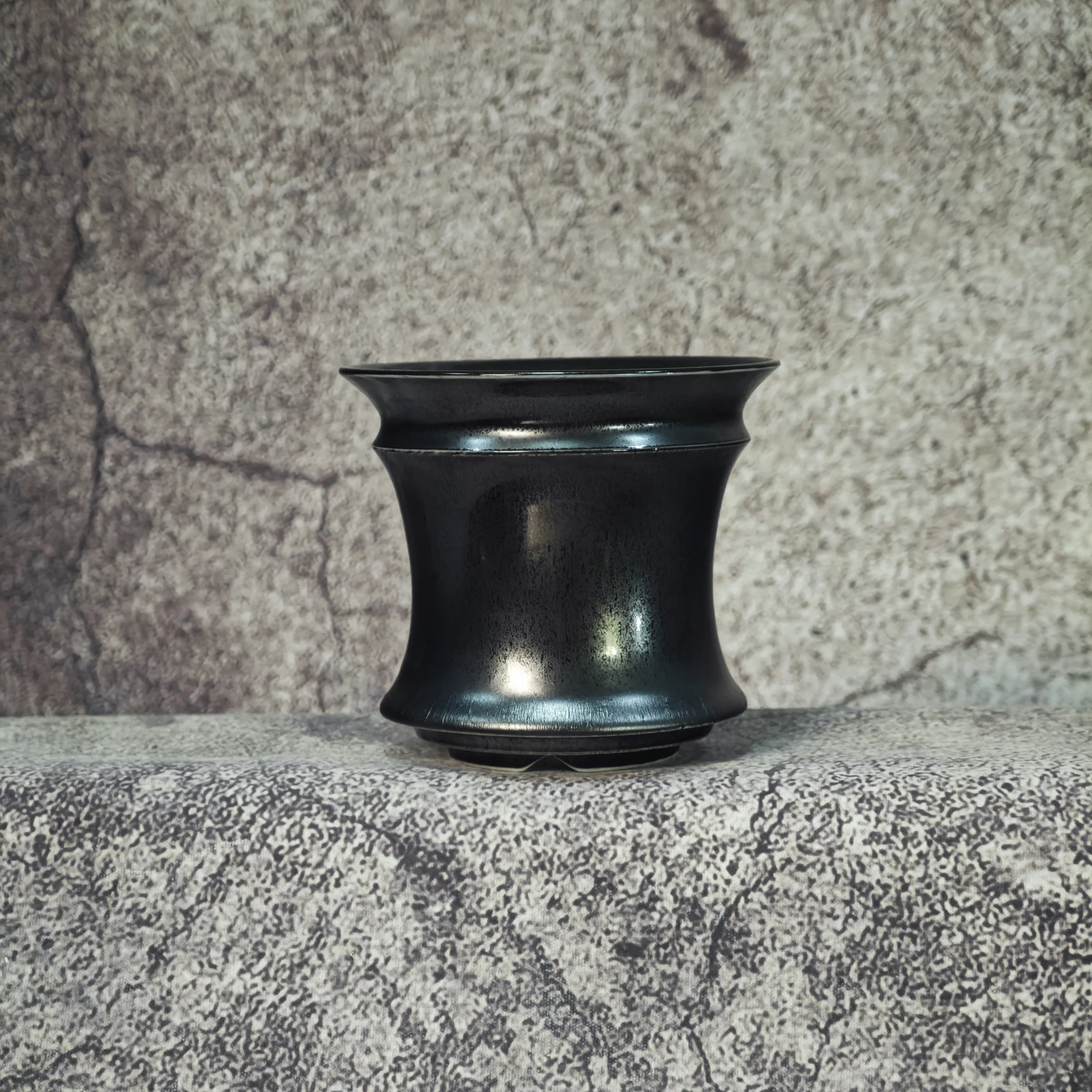 Glossy Black Premium Caudex Pot Hand Carved Ceramic Planter for Dioscorea Elephantipes Agave And Cactus Artistic Home Garden Dec