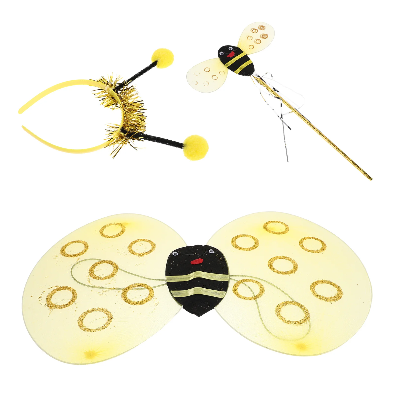 1 Set Costume da coccinella Set Antenna Fascia Bacchetta da fata Halloween Cosplay Insetto Dress Up Ragazze Costume da coccinella Ali