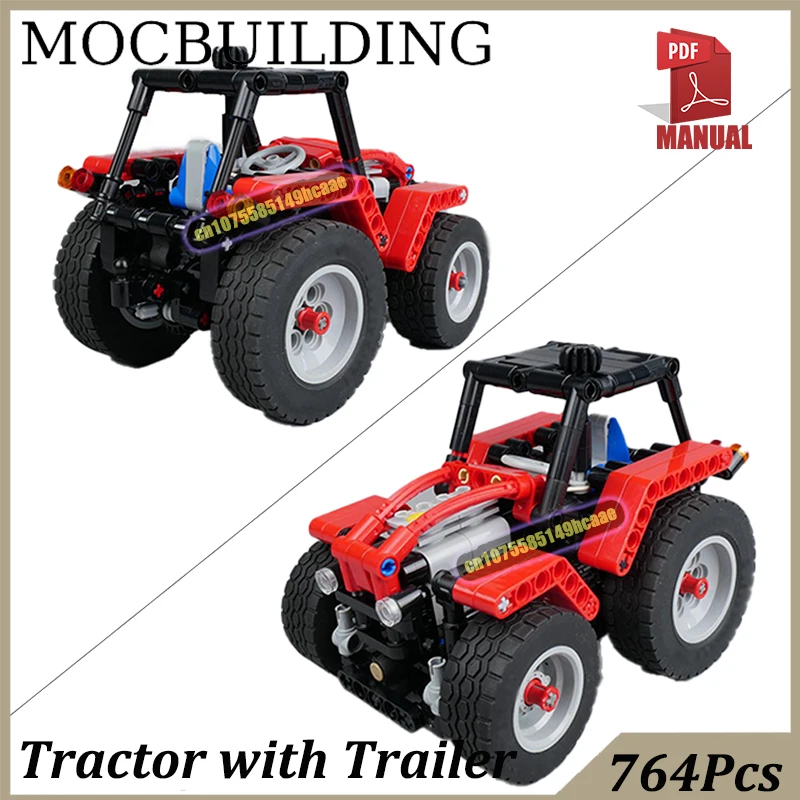 Tractor with Trailer MOC Building Blocks Technology Vehicle Construction Toys Birthday Gift