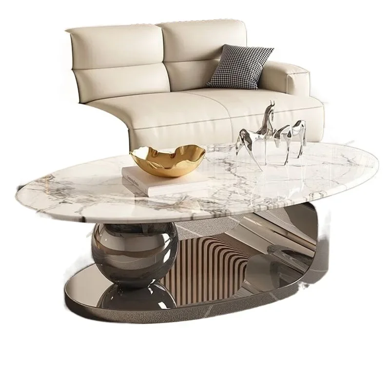 

Italian light luxury microcrystalline stone single coffee table combination