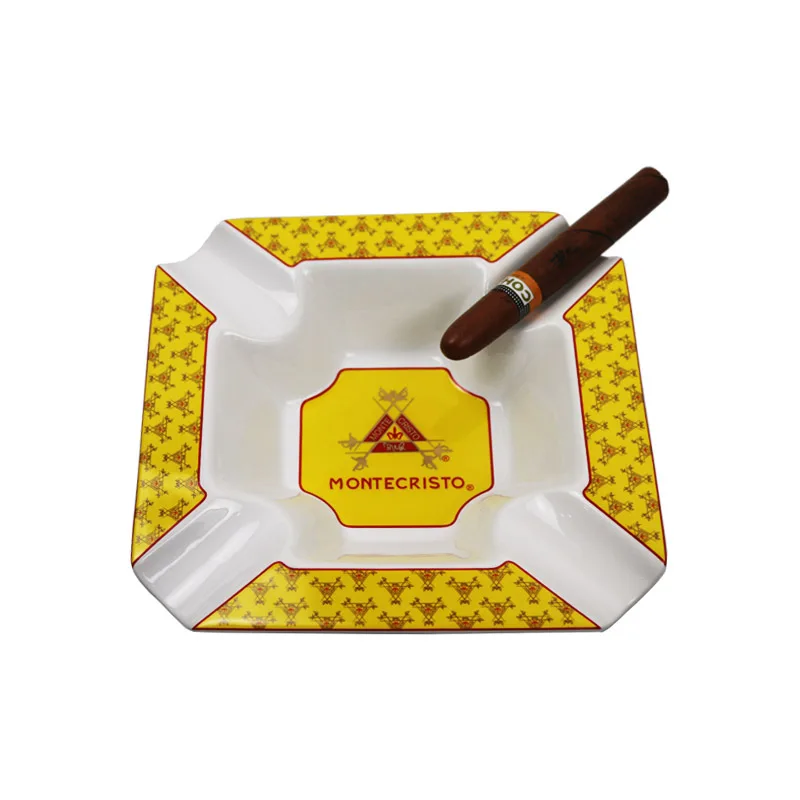 

Square Ceramic Cigar Dedicated Ashtray, Large Diameter Cigarette Ashtrays, 4-Bit Smoke Tank, Tobacco Dish Accessories