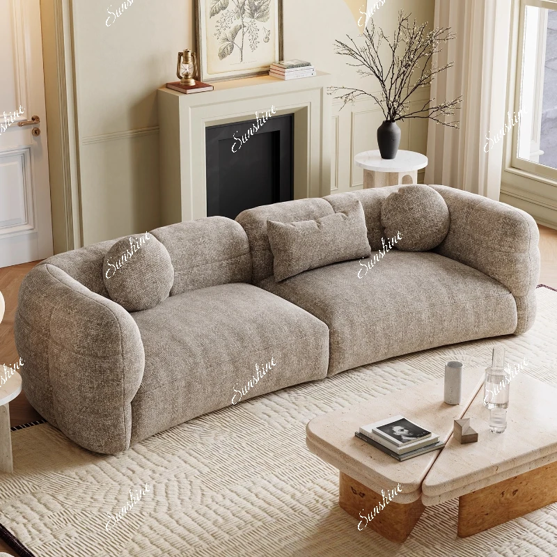 

Французский кремовый ленивый стиль, элитный тканевый диван для трех человек