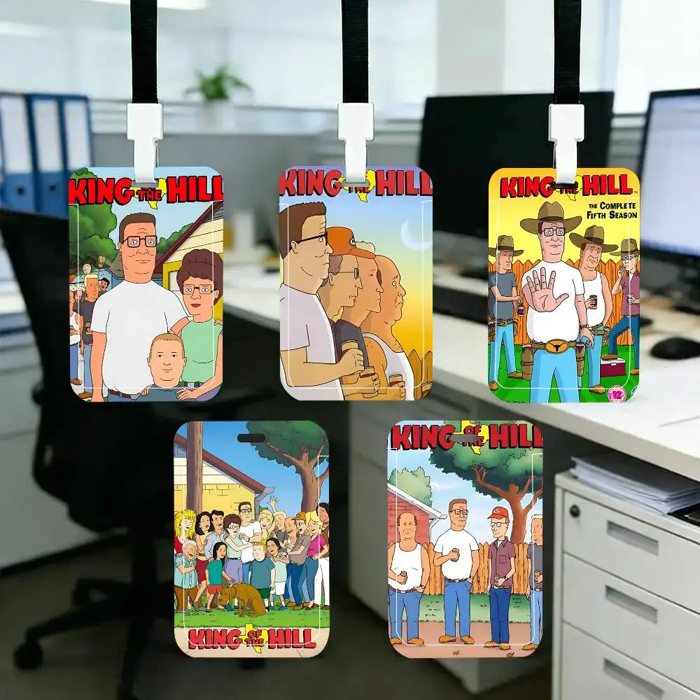 1pc K_King Of The H_Hill ID Card Sleeve School Card Access ID Card Bus Meal Card Protective Sleeve Easy Push