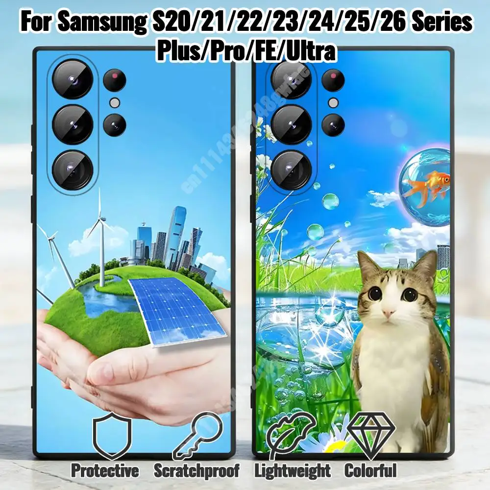 Retro Frutiger Aero Y2k Win7 Era Phone Case for Samsung Galaxy S21 S22 S23 S24 S25 S26 Ultra Plus FE Lite Silicone Bumper
