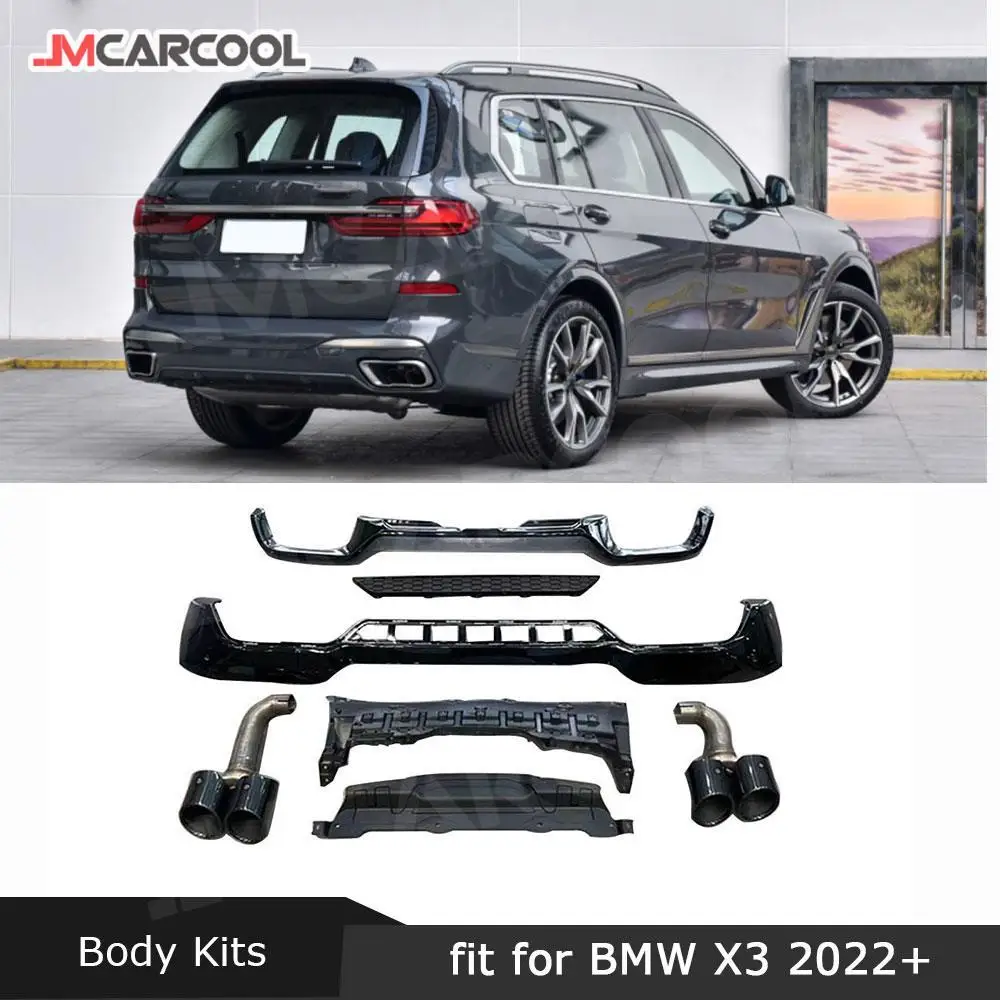 

ABS Rear Bumper Lip Diffuser Set for BMW G01 G08 X3 M Sport 2022 + Rear Diffuser Spoiler with Exhaust Tips