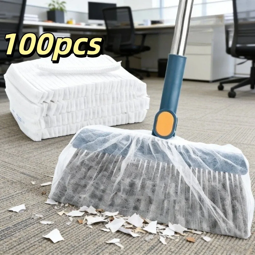 100pcs/set Disposable Broom Covers Portable Electrostatic Dust Cover Quick Cleaning Non-woven Fabric Static Adsorption Covers