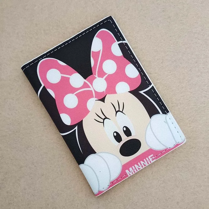 Disney Super Cute Minnie Mouse Travel Accessories Passport Cover Holder PU Leather Women Girl ID Bank Card Holders Wedding Gifts