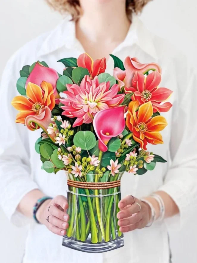 3D Pop Up Flower Greeting Card Paper Up Flower Bouque Postcard Gifts for Birthday Valentine's Mothers Day image 5