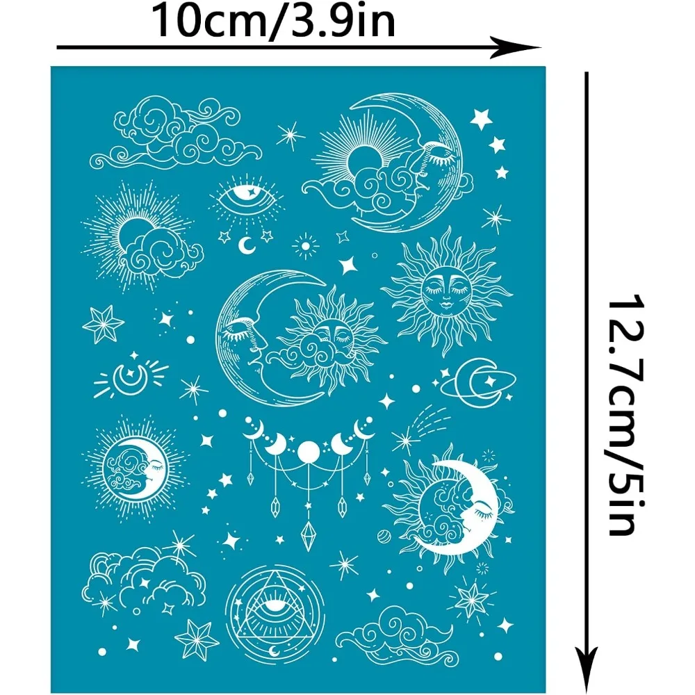 Moon Pattern Non-Adhesive Silk Screen Printing Stencil Reusable Washable Clay Stencils Mesh Transfer Stencils for Polymer Clay