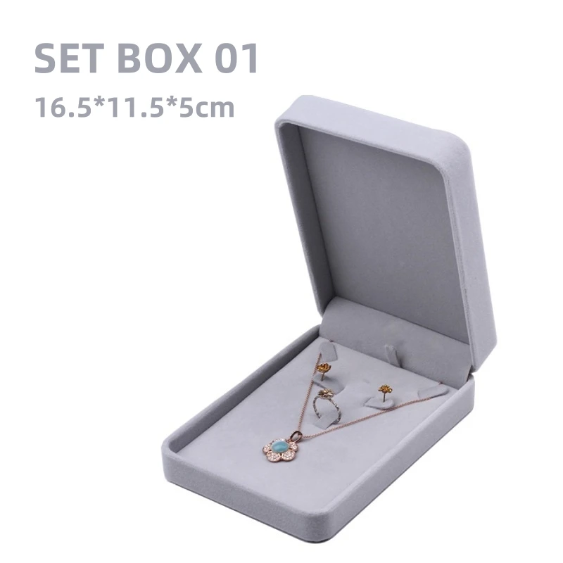 Zarte graue Samt-Serie Schmuckschatulle, Ringbox, Armband, Armreif, Halter, Anhänger, Halskette, Aufbewahrung, Organizer, Schmuck-Geschenkbox – Detail 15
