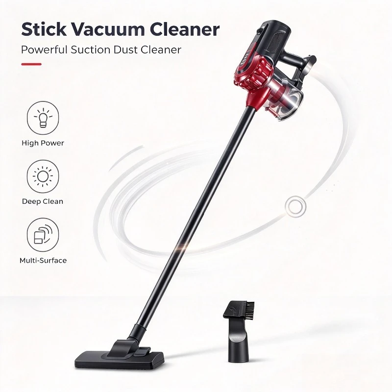 High Power Upright Vacuum Cleaner Strong Suction Stick Type Multi-surface Cleaner for Home Kitchen Carpet Cleaning