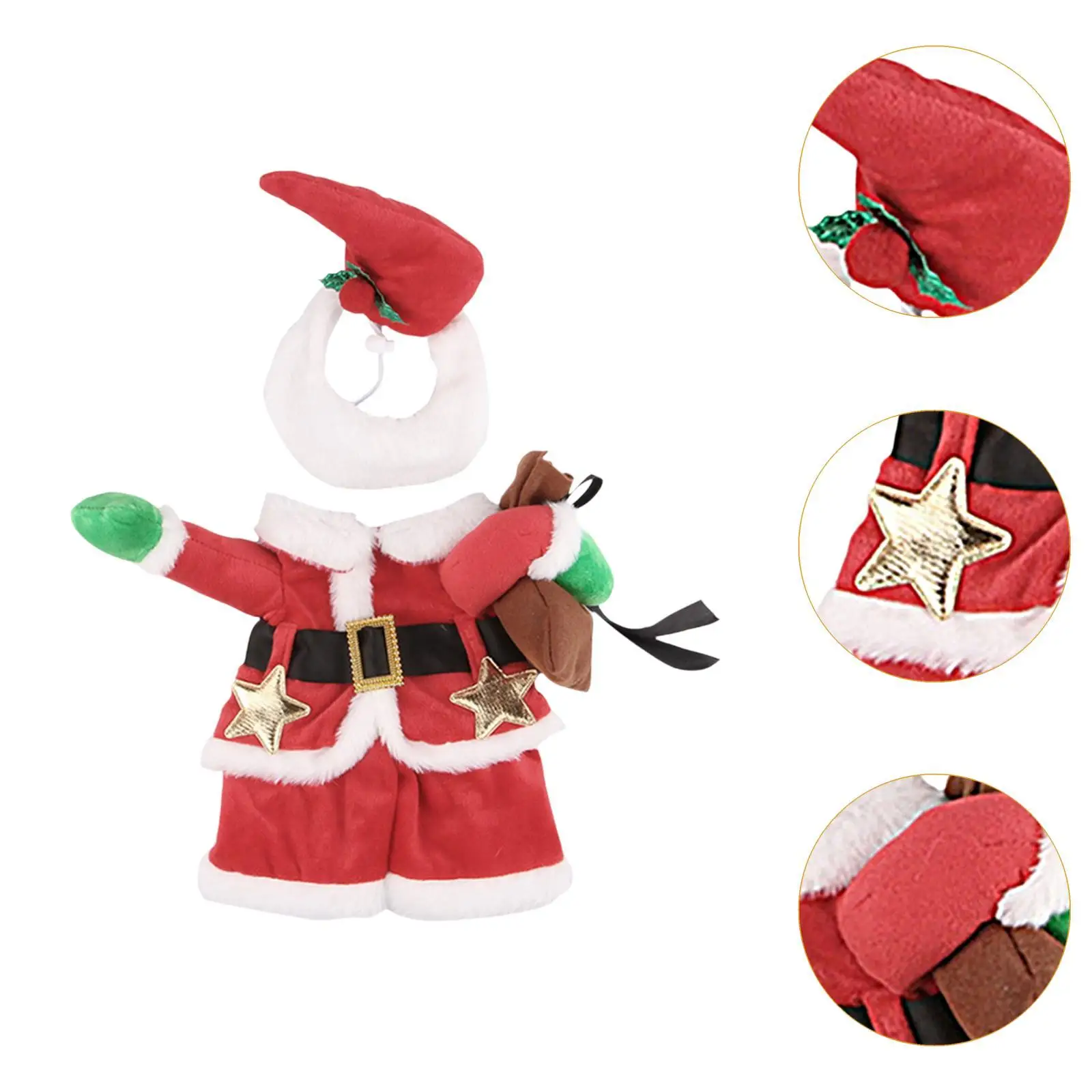 Cats Santa Claus Costume with Hat Xmas Outfit for Costume Gathering Party