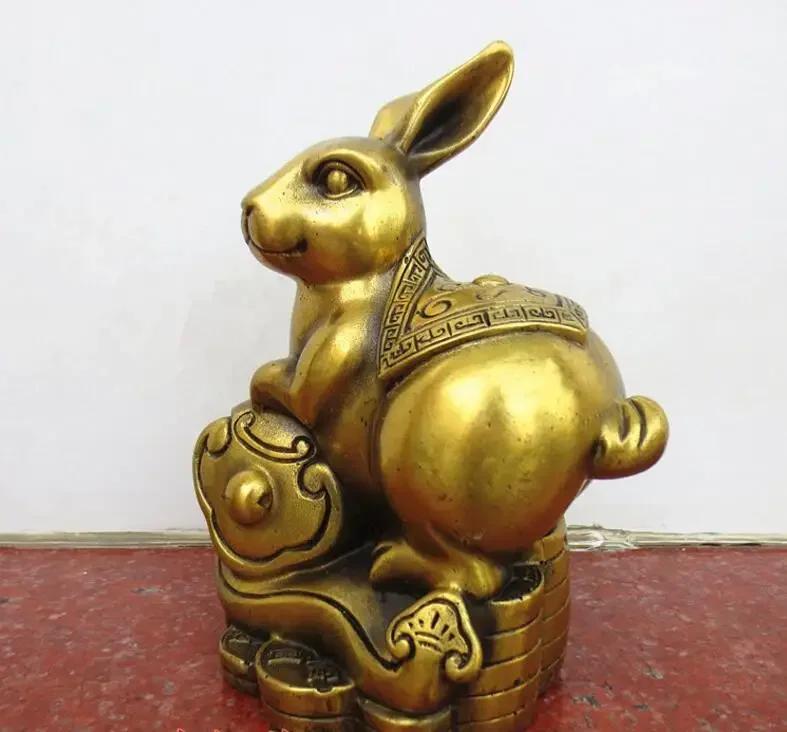 806  Pure bronze Zodiac rabbit 12 twelve  lucky feng shui office desk mascot decoration