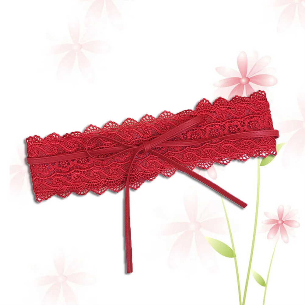 أنيقة حزام الخصر الدانتيل الأحمر قابل للتعديل Bowknot التعادل لفساتين سليم الديكور مشد السرج اكسسوارات حزام الخصر الدانتيل