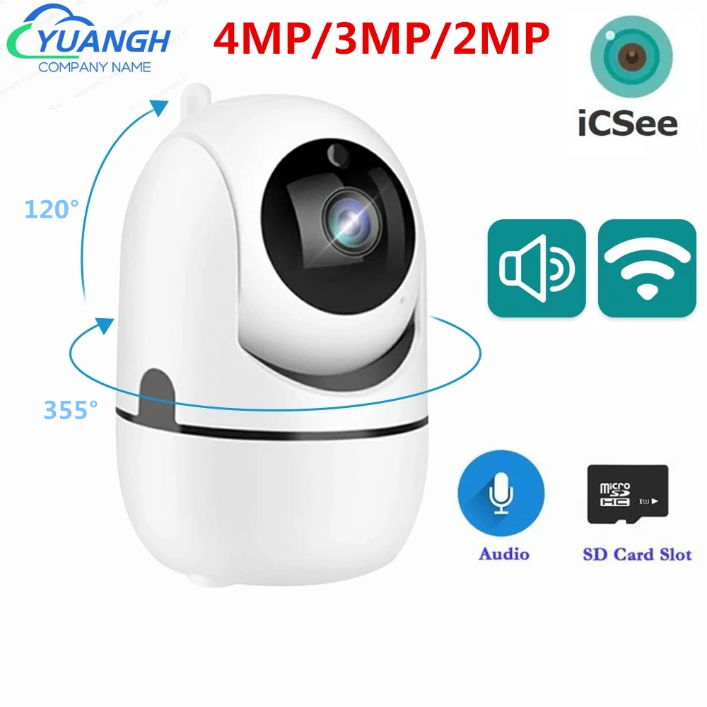 

4MP MINI ICsee Camera WIFI Smart Home Two Ways AUDIO Wireless Indoor Security Camera Pan Tilt Rotation