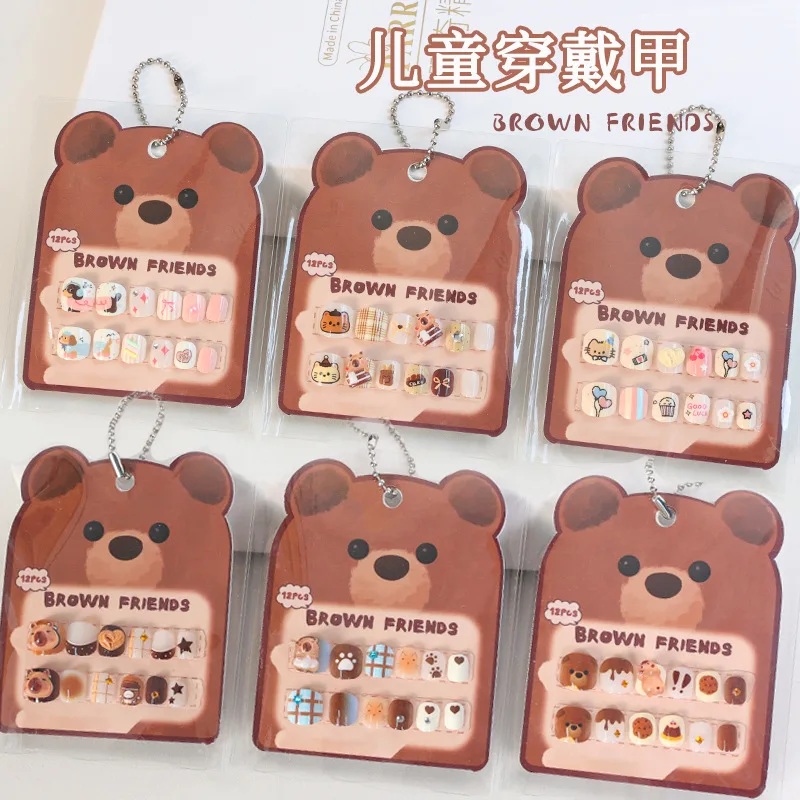 

Kawaii 3D Handmade Capybara Press On Nail Art Short Portable Cute Cartoon Girl's Manicure Nails Sticker Birthday Gift 1pcs