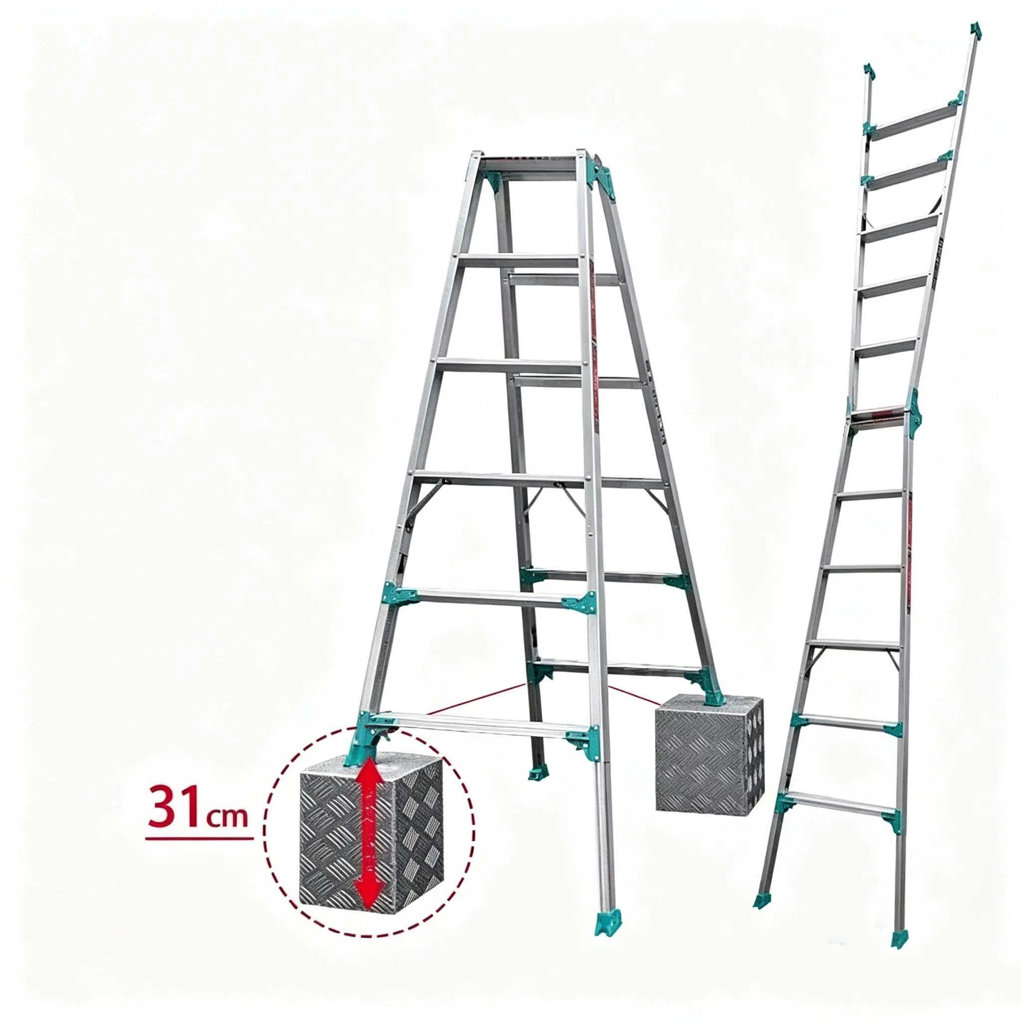 Retractable Straight Ladders Household A-Frame Step Ladders Multifunctional 5/6/7 Step Stools Thickened Aluminum Alloy Ladder
