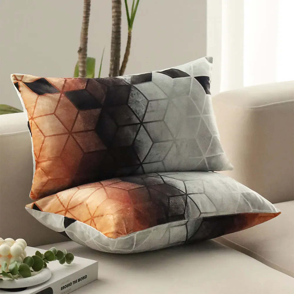 Geometric Velvet Decorative Cushion Cover Soft Rectangular Pillowcase Living Room Sofa Throw Pillow Cover Home Decor Funda Cojin