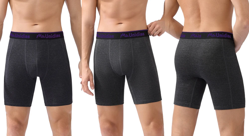 Neue Herren-Unterhosen, lange Markenunterwäsche für Männer, Boxershorts, sexy lange Herren-Slips mit elastischem Bund und Schriftzug. – Detail 11