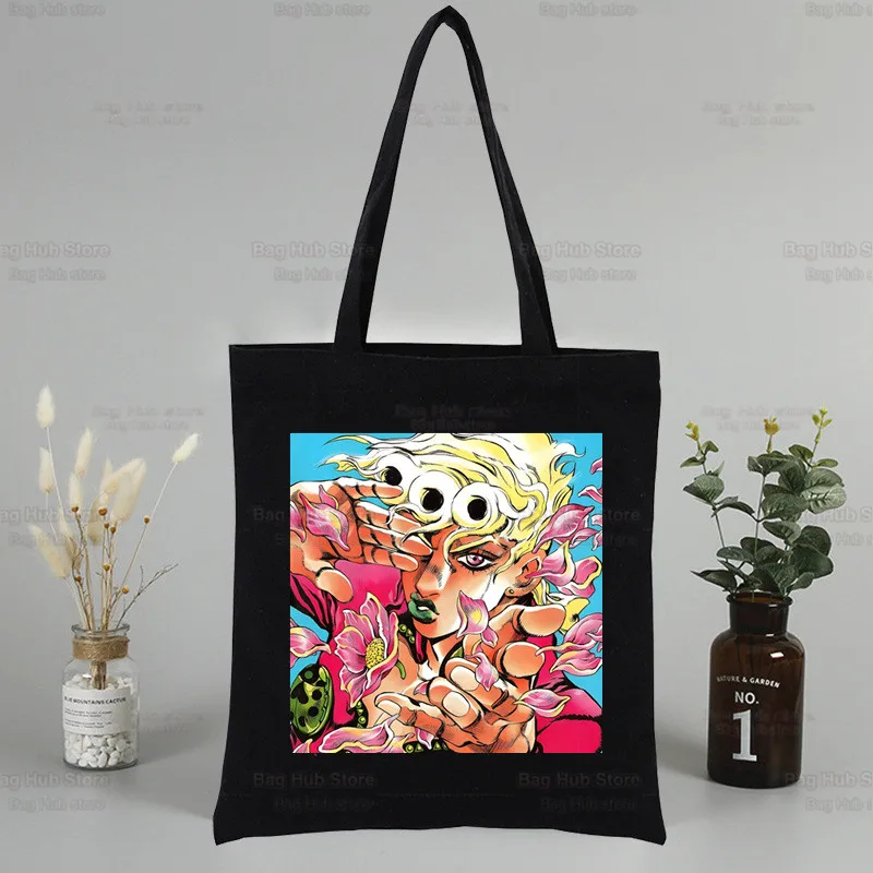 Jolyne Cujoh-Bolso de lona con gráfico negro para mujer, bandolera de Jojo Bizarre Adventure, Harajuku, Funny Eco Stone Ocean Shopper Bag