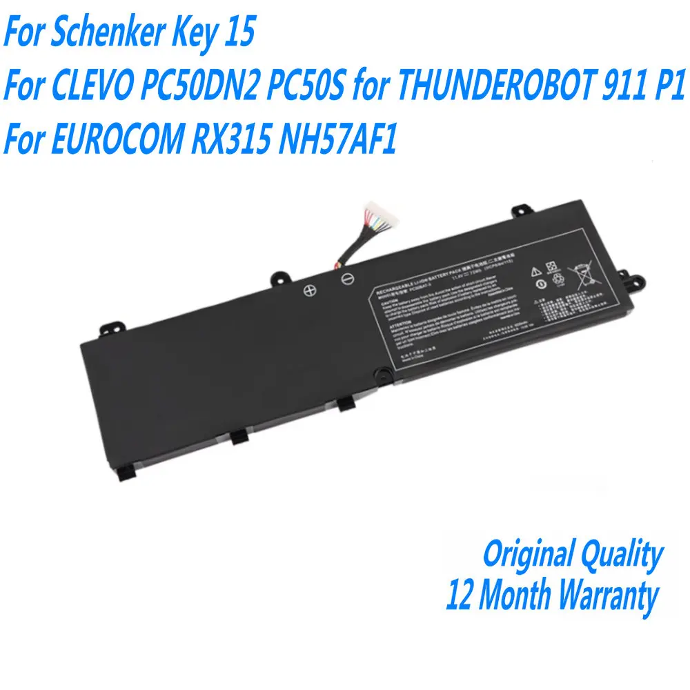 

11.4V 73WH PC50BAT-3 Laptop Battery For Schenker Key 15 For CLEVO PC50DN2 PC50S For THUNDEROBOT 911 P1 For EUROCOM RX315 NH57AF1