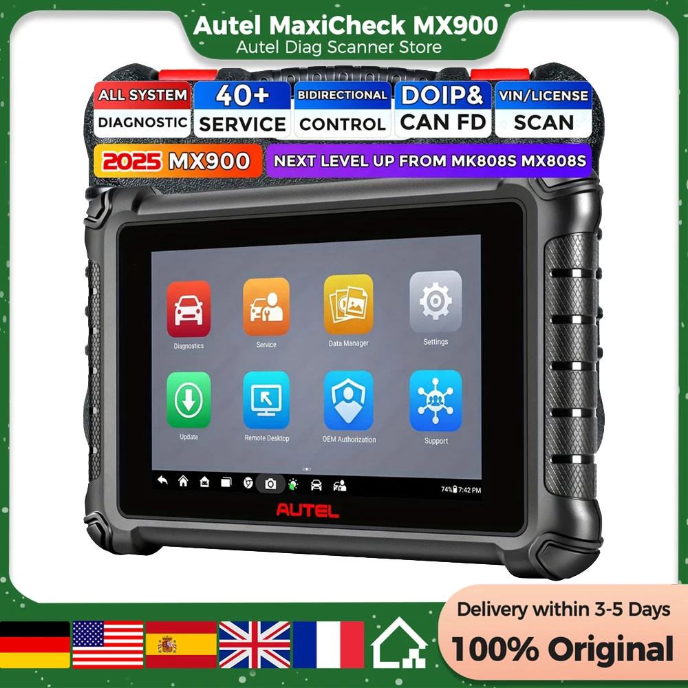 Autel MaxiCheck MX900 Car Diagnostic Scanner CAN FD/DoIP Android 11 Based Bi-Directional Control Scan Tool, Upgraded of MX808S