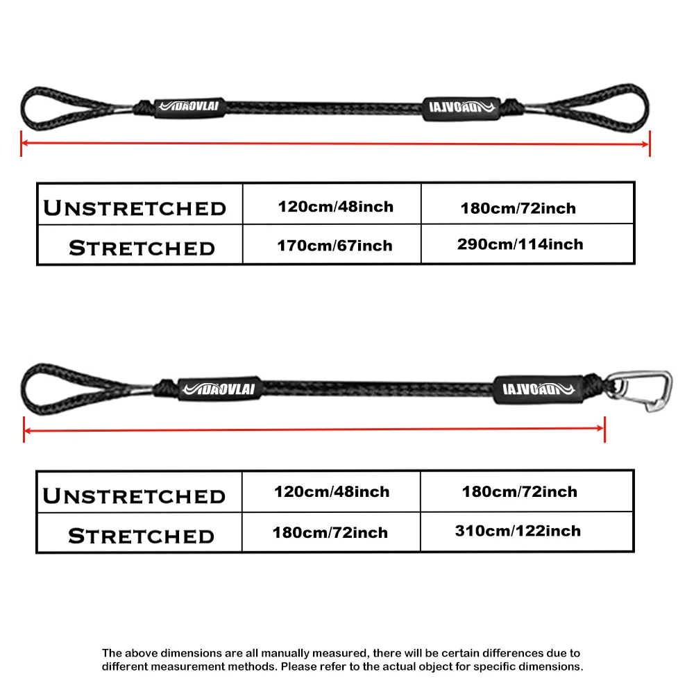 4ft Bungee Dock Line 2 Pack Shock Absorbing Mooring Rope Marine Dock Line for Boat Jet Ski Kayak Pontoon