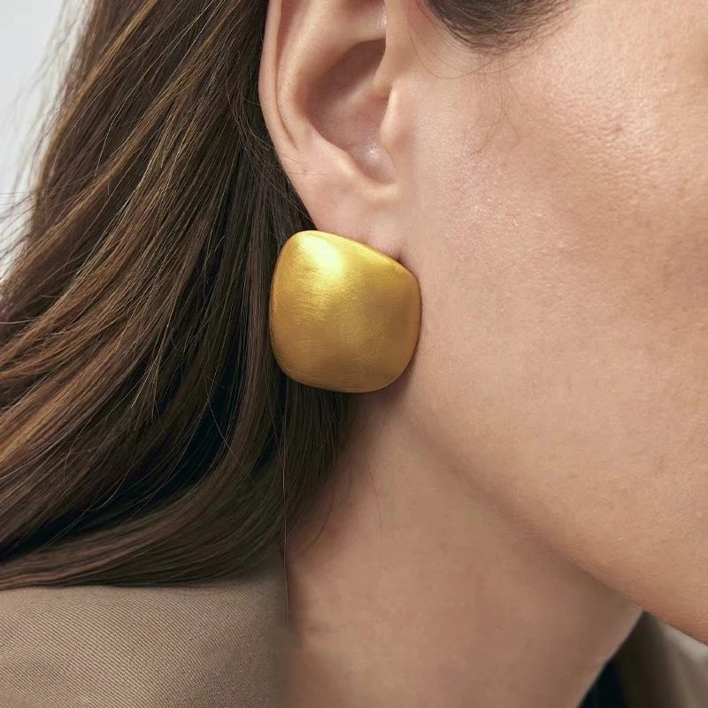 

Chunky Matte Metal Statement Earrings for Women Girls Minimalist Geometric Exaggerated Gold Silver Color Earrings Trendy Jewelry
