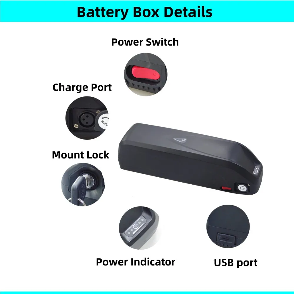 Big Hailong 1-2 Shark Ebike Battery Box Battery Case 24V 36V 48V 52V 60V Down Tube Battery Case z uchwytem do montażu na wsporniku